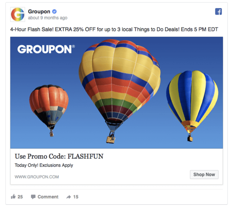 Flash sale Groupon
