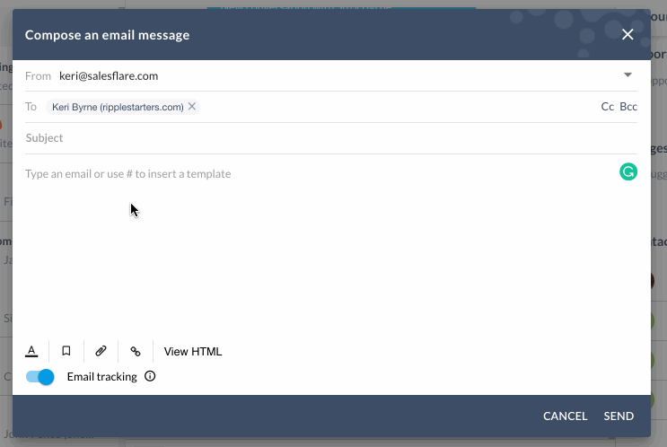 adding a template to an email in salesflare