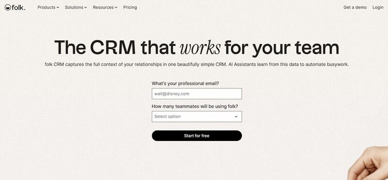 folk CRM homepage